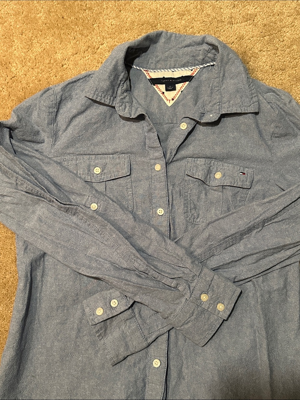 Tommy Hilfiger Light Blue Chambray Button-Up Shirt
